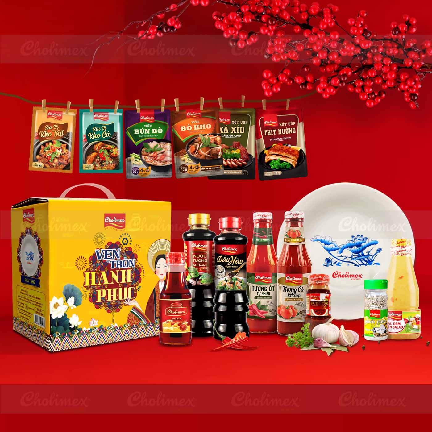 Bộ hộp quà Gia Vị Cholimex - Tết Vẹn Tròn Hạnh Phúc