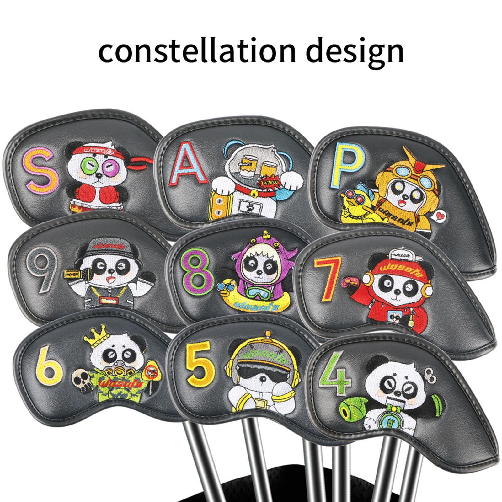 9x Golf Iron Headcovers Club Head Cover Protection Guard Men Gift PU Waterproof Embroidery Number Outdoor Sports Protective Headcover Sleeve
