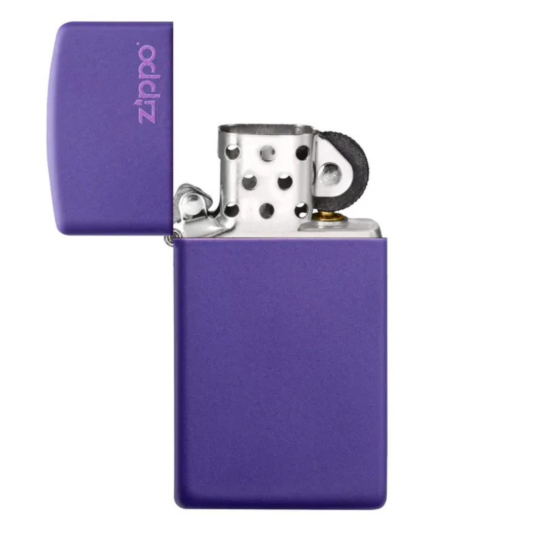 Bật lửa Zippo Slim Purple Matte - Dòng Vỏ Mảnh Sơn Tĩnh Điện Tím Khắc Logo Laser Chính Hãng Mỹ
