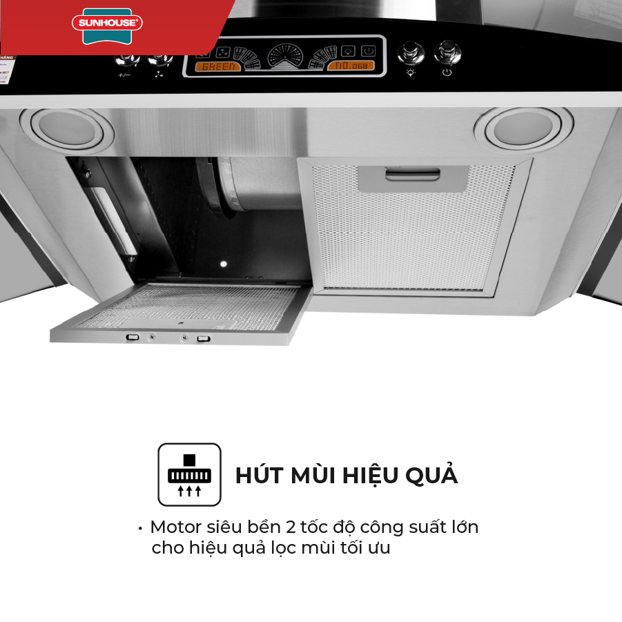 Máy hút mùi kính cong Sunhouse SHB6605-70-EC - Hàng chính hãng