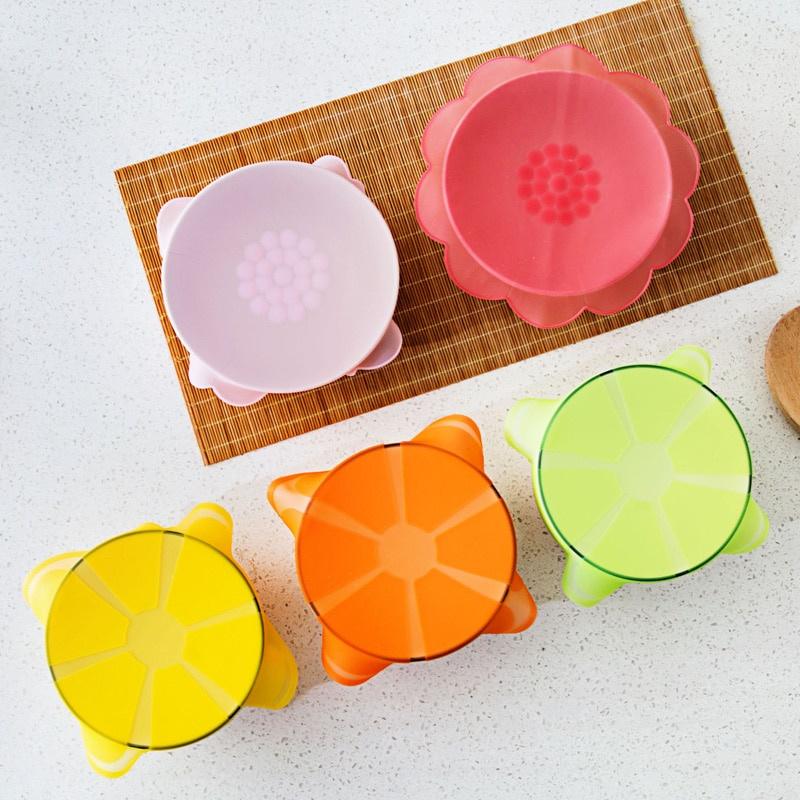 1 Pc Food Reusable Silicone Food Wraps Transparent Sealed Lid Refrigerator Cling Film Cover Saran Wrap