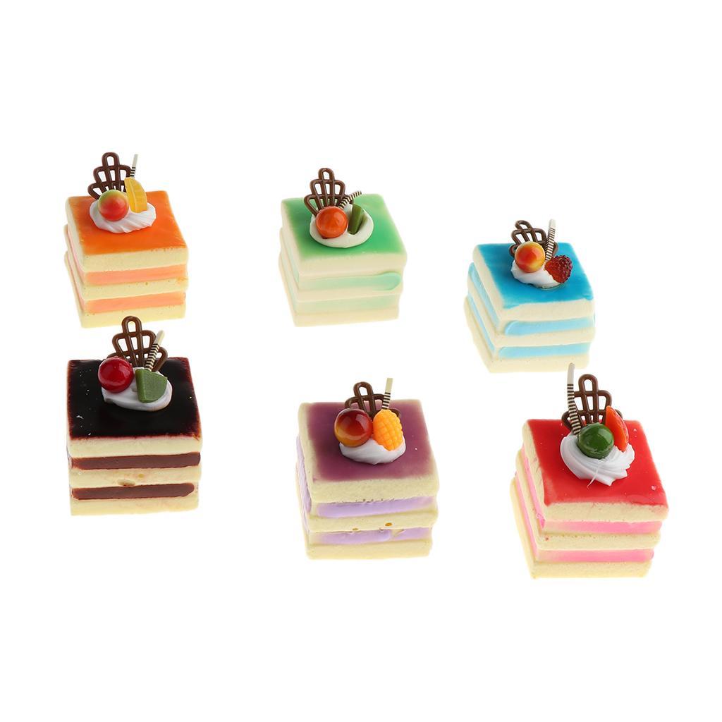 6 Pcs Artificial Food Cake Mixed Fake Cake Model Kitchen Toys Decorations