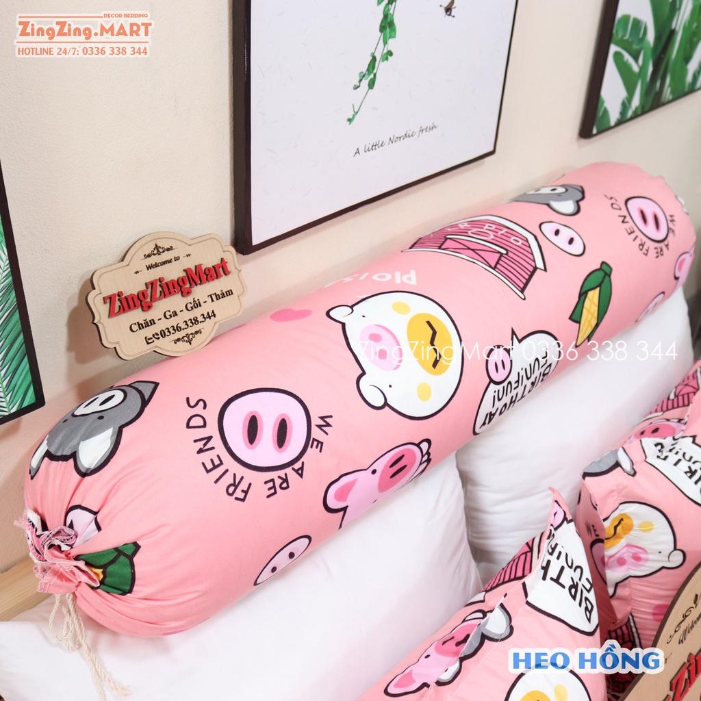 Vỏ gối ôm Mẫu Heo Hồng Cotton Poly - Được chọn mẫu