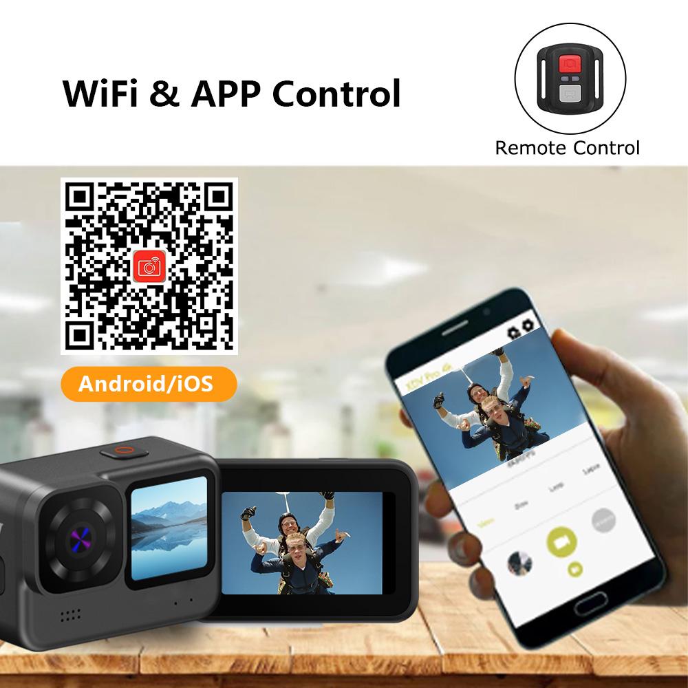 Deelife Action Camara 4K 60FPS Ổn Định WiFi Chống Thấm Nước Cho Mũ Bảo Hiểm Xe Máy Camara Thể Thao