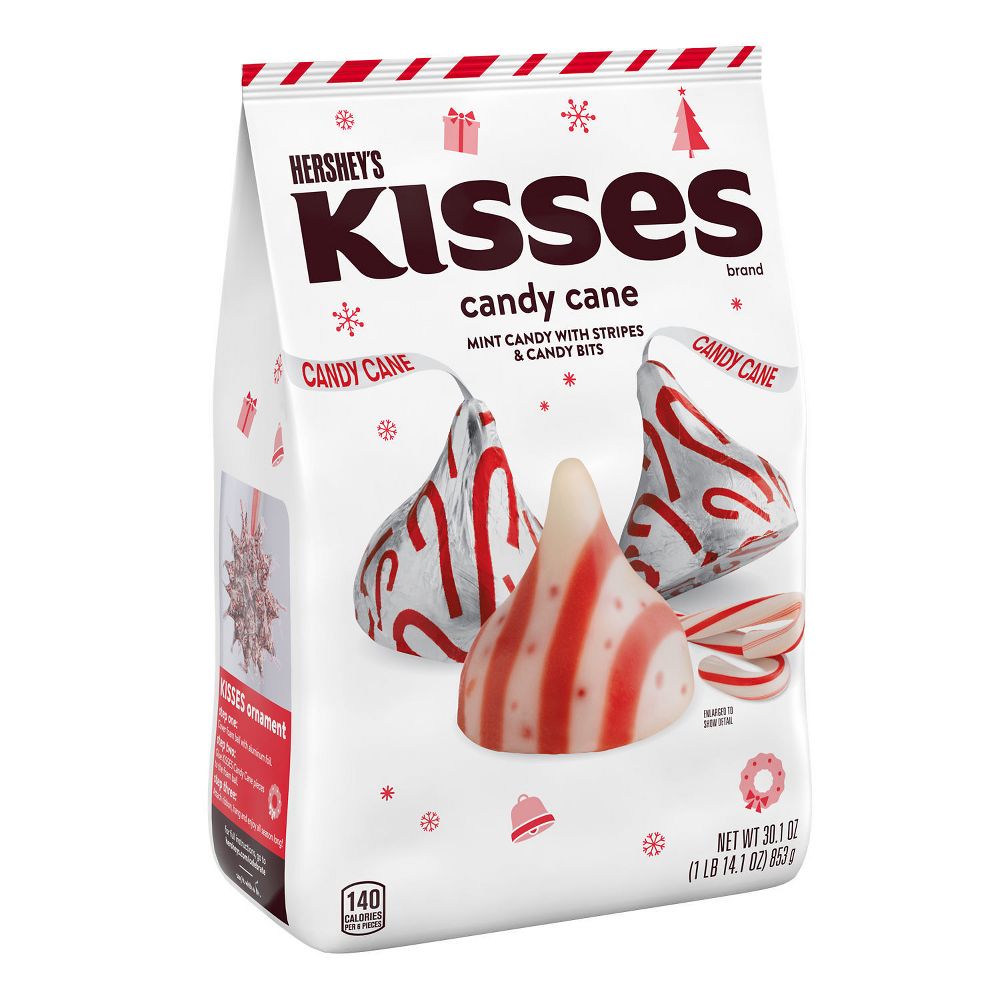 TÚI 853g KẸO GẬY CANDY CANE - BẠC HÀ MINT Hershey Kisses, MẪU LỄ HỘI - GIÁNG SINH (30.1 oz)