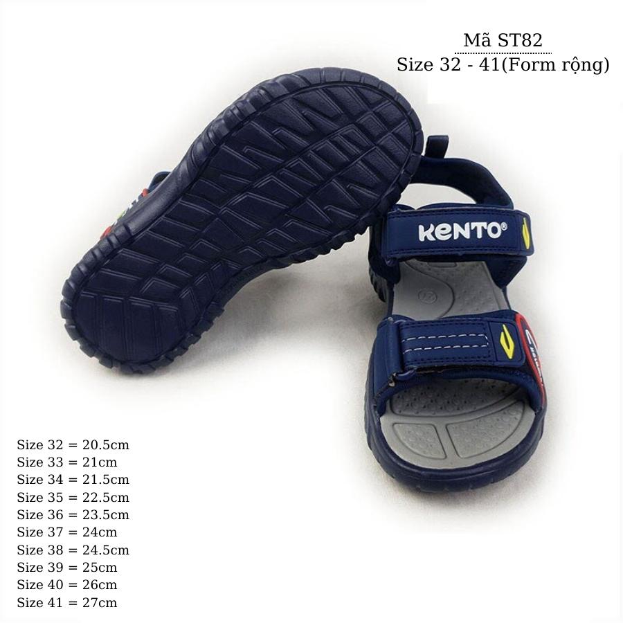 Dép sandal bé trai KENTO xanh navy quai hậu kiểu dán êm nhẹ chống trơn trượt cao cấp phù hợp cho trẻ em học sinh tiểu trung học 6, 7, 8, 9, 10, 11, 12, 13, 14, 15 tuổi đi học đi biển màu hè NHÍM SHOP ST82