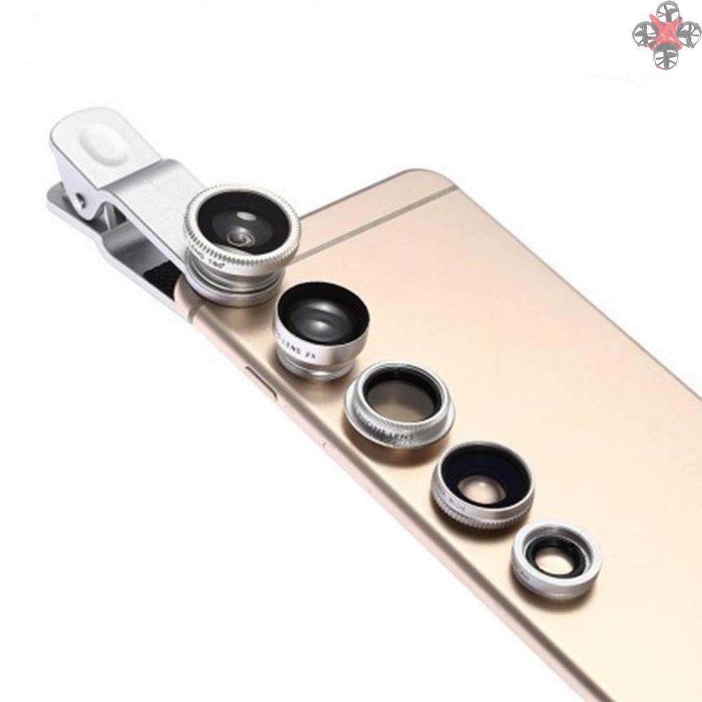 Bộ Ống Kính 5 Trong 1 0.67x Wide-Angle + Macro 180 Fisheye + 2 Ống Kính Cho Điện Thoại Iphone