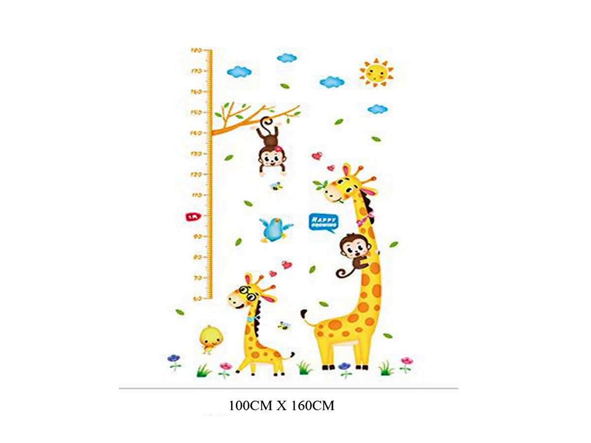 Decal dán tường thước đo chiều cao hươu cao cổ xl8337