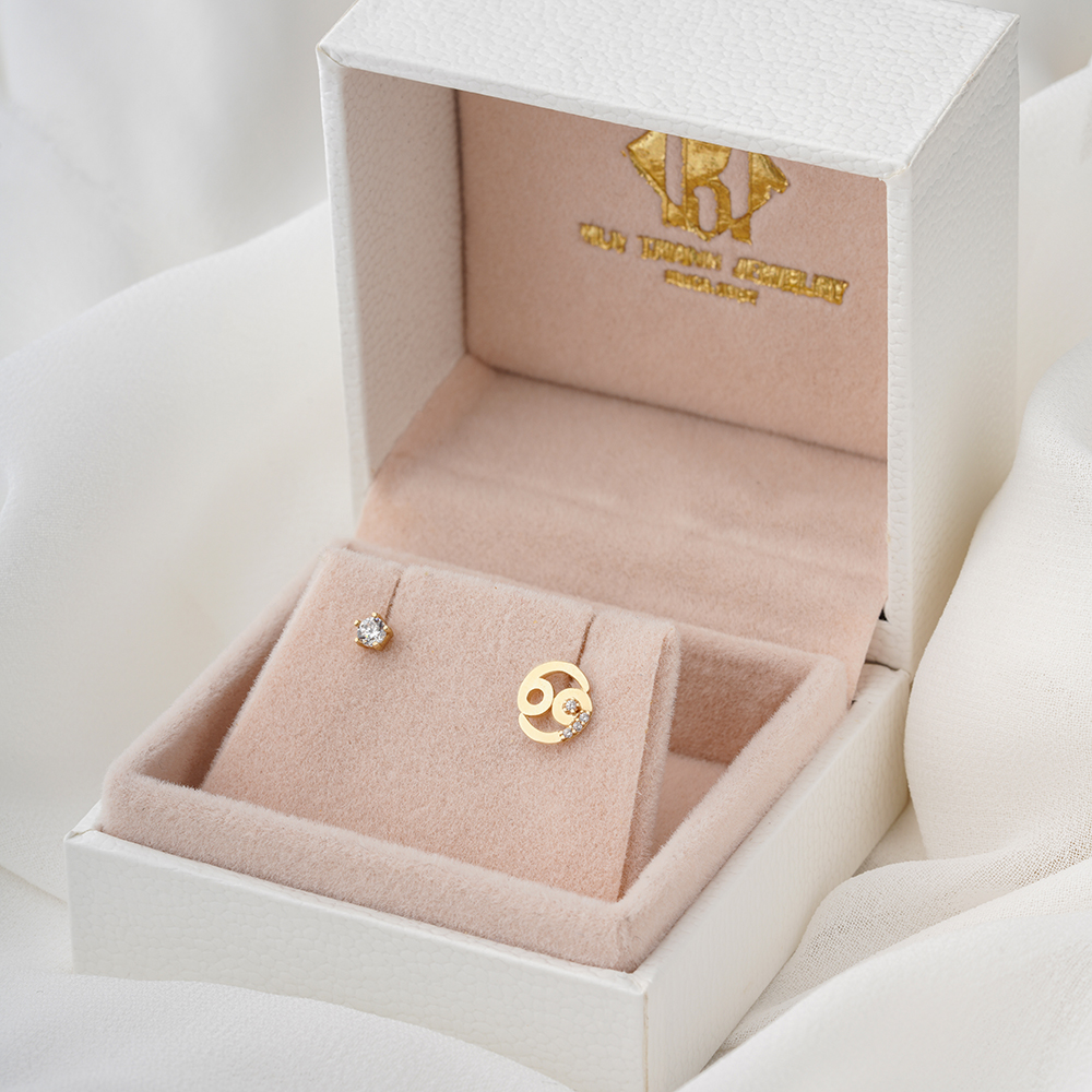 Bông Tai Nữ Vàng 14K BTAM59 - Cung Cự Giải Huy Thanh Jewelry