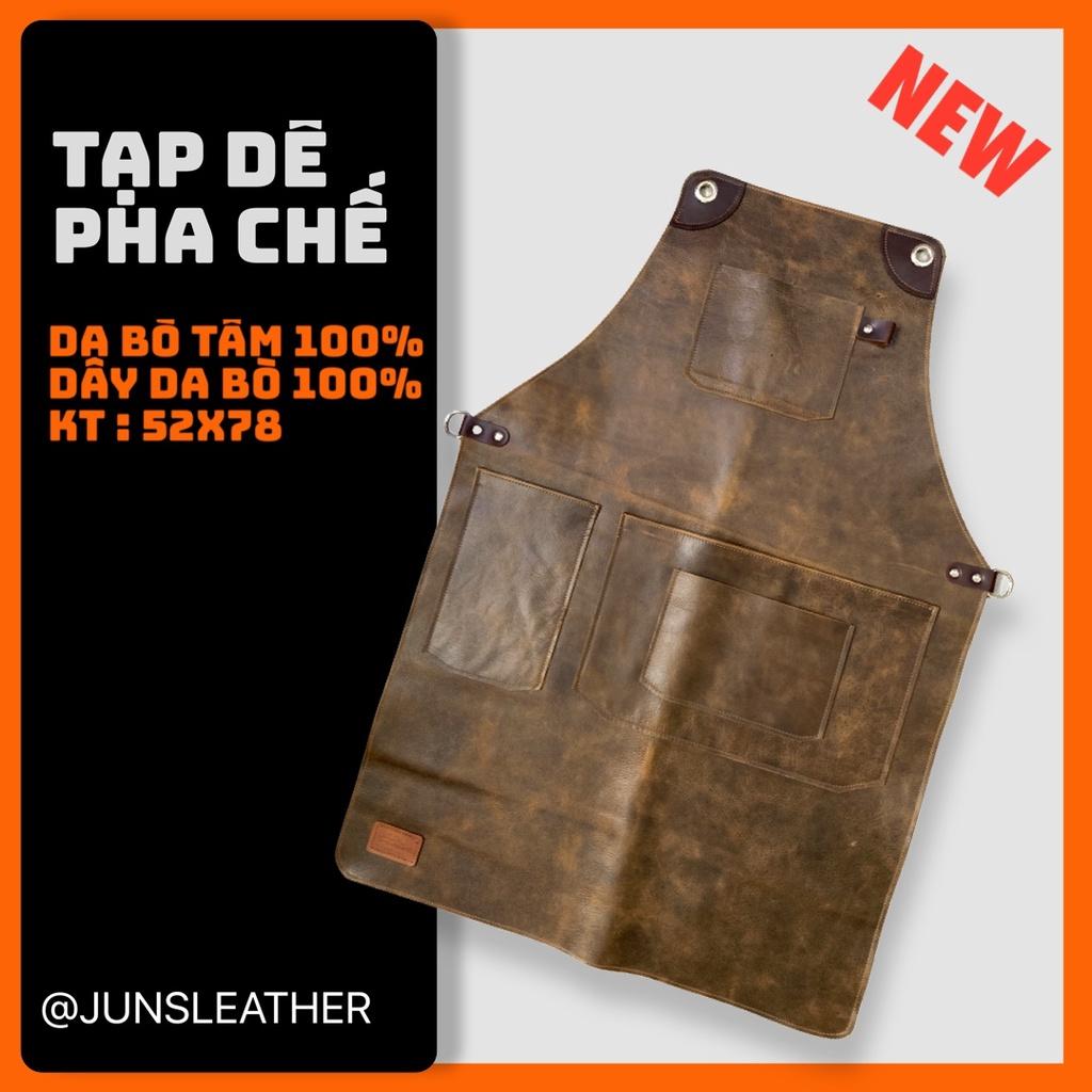 TẠP DỀ PHA CHẾ TẠP DỀ DA BÒ CAO CẤP của Junsleather dành cho Barista và Bartender Cam kết da thật 100% )
