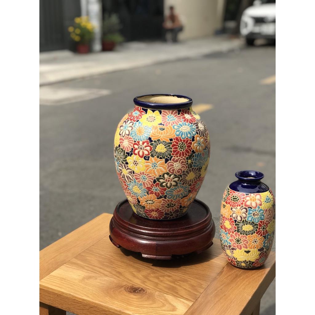 Bình Hoa Gốm sứ Bách Hoa 26cm full cổ,Trang trí cấm hoa trưng bày