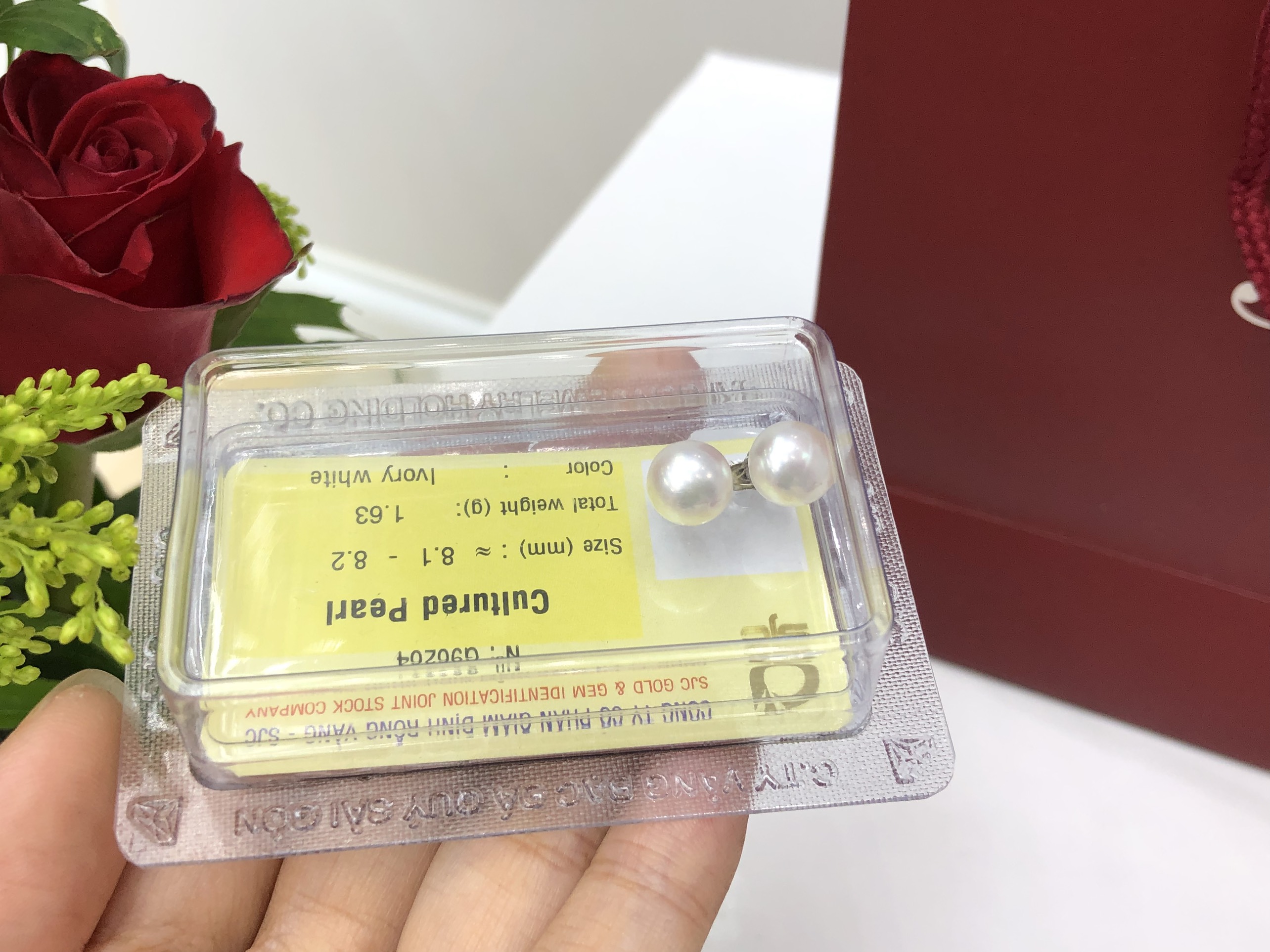 Hoa tai, bông tai ngọc trai thật cao cấp, có giấy kiểm định