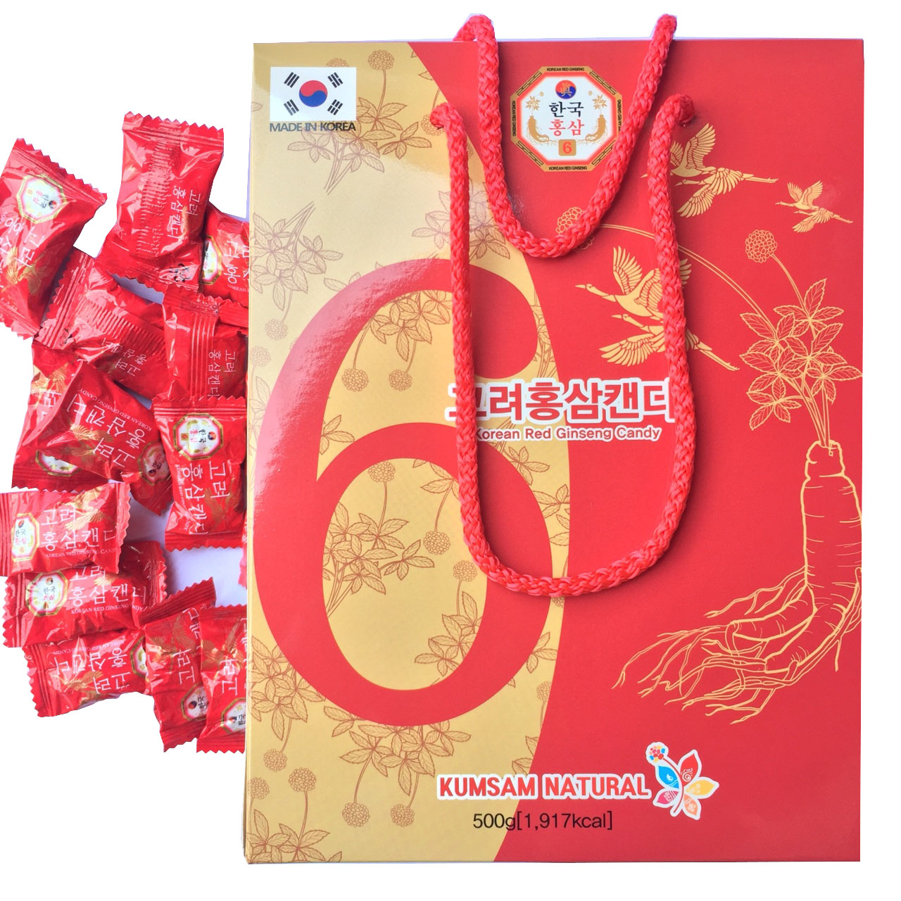 Combo 2 hộp kẹo vị hồng sâm Kumsam Hàn Quốc 500g