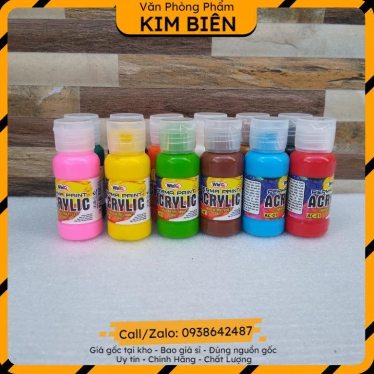 ️sỉ vpp,sẵn hàng️ Hộp màu vẽ lên gỗ ,vải, thủy tinh. Màu acrylic 12 màu - VPP Kim Biên