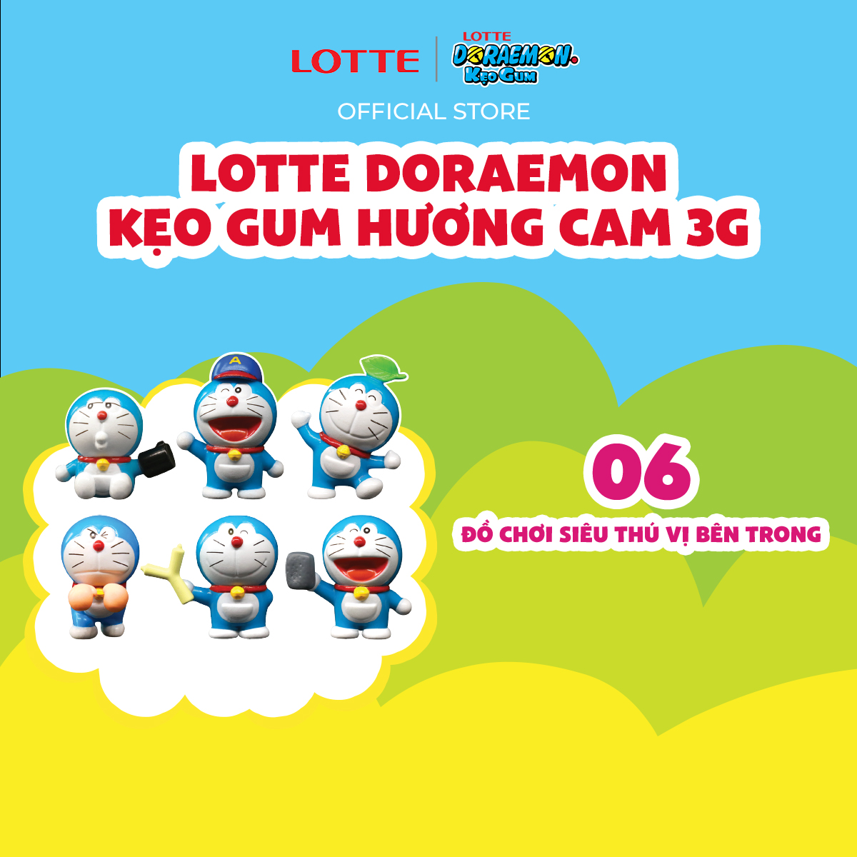 Lotte Doraemon - Kẹo gum hương cam 3 g