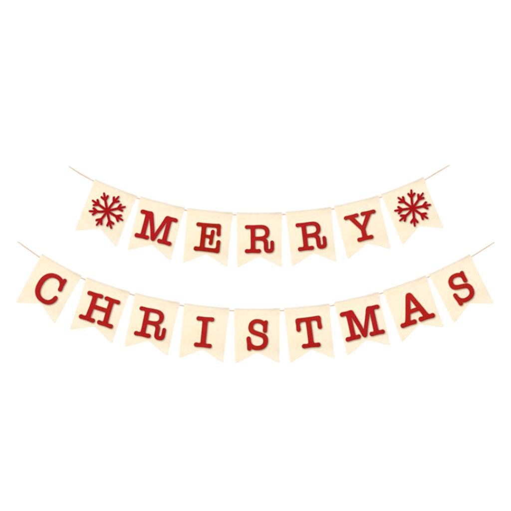Vintage Burlap Merry Christmas Snowflake Banner Garland Hanging Decor 2m 1