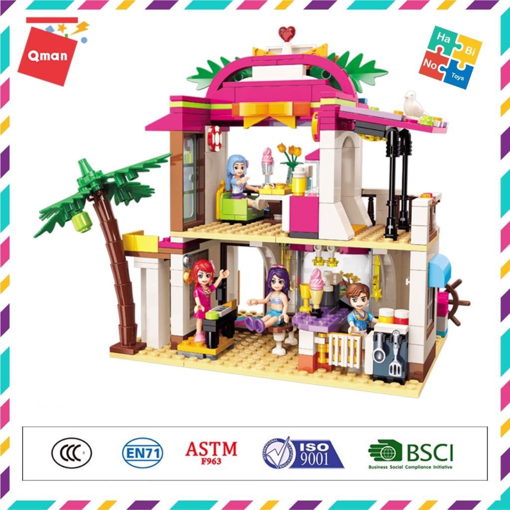 Đồ Chơi Xếp Hình Thông Minh Lego Cho Bé Gái Từ 6 Tuổi Qman 2021 Nhà Hàng Hải Sản Trên Bãi Biển 527 Miếng Ghép