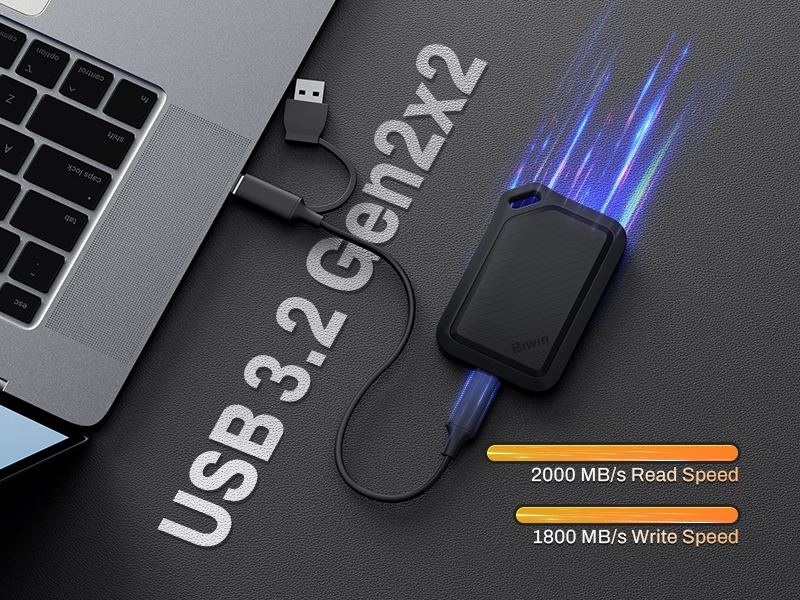 Ổ cứng di động SSD BIWIN Amber PR2000 USB 3.2/Type-C tương thích Windows/macOS/iOS/iPadOS Hàng chính hãng