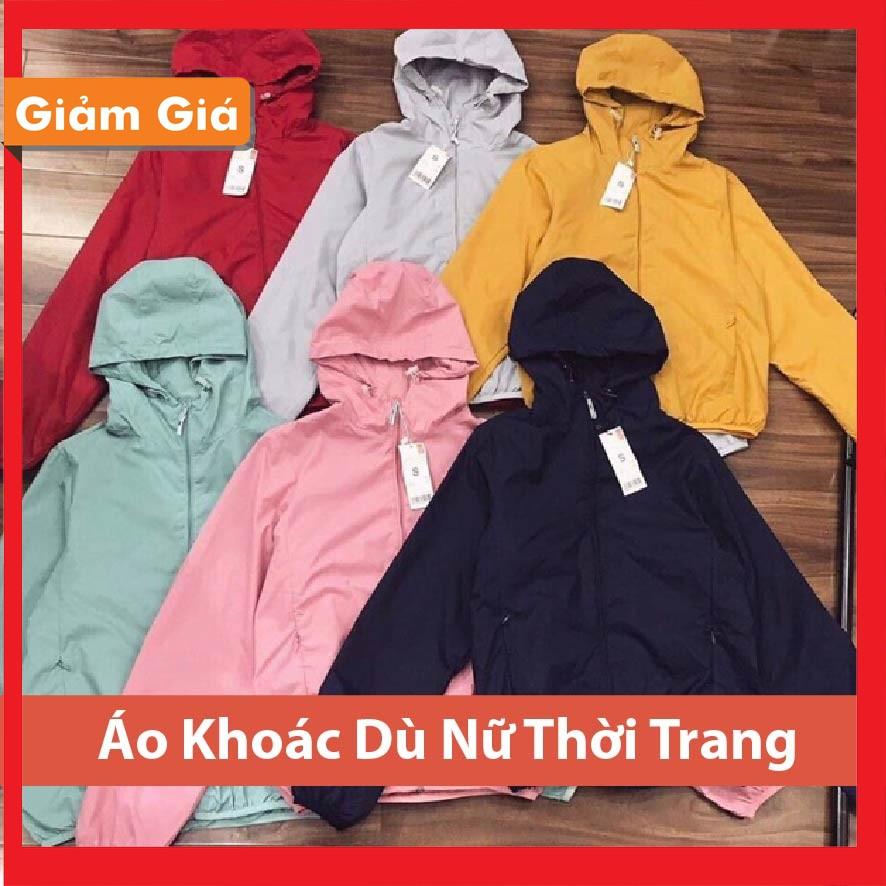 Áo Khoác Gió Nữ 2 Lớp Trơn Hàng Cao Cấp Trong Lót Lưới Khóa Kéo Túi Có Khóa Có Mũ Rộng Nhiều Màu Nhiều Size