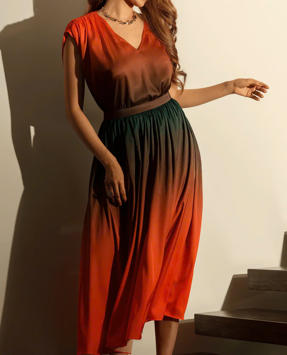 Váy Maxi Ombre, Chân Váy Xòe Hoàng Hôn thời trang thiết kế Hity SKI040