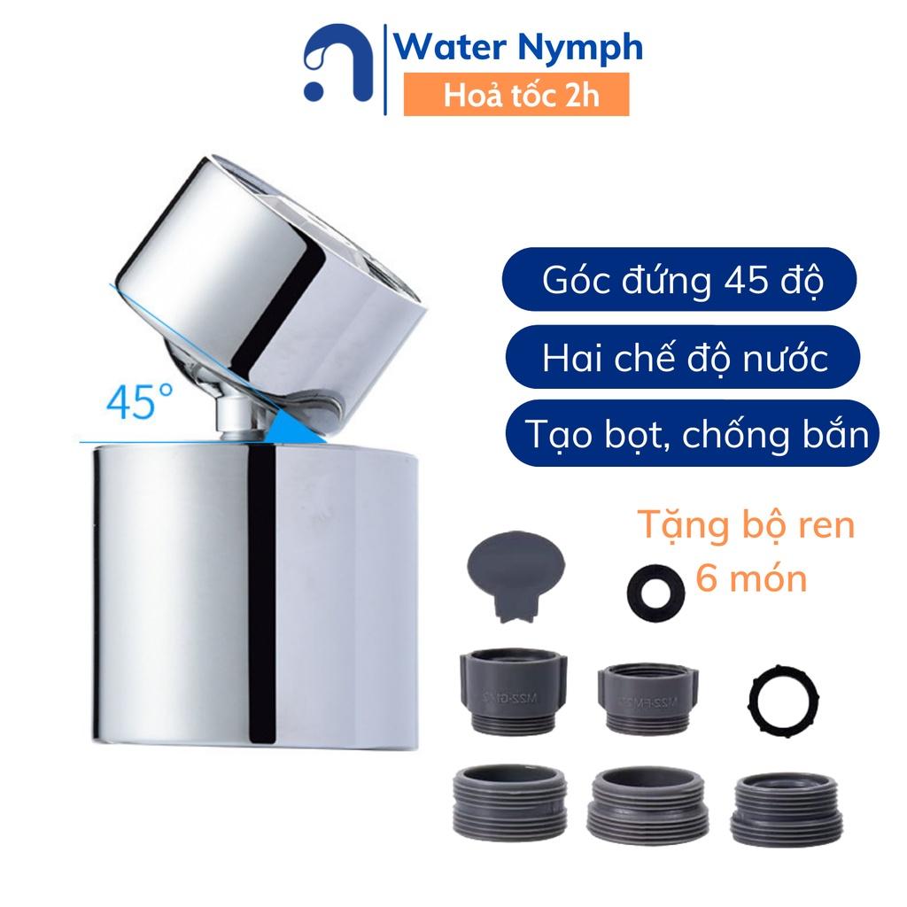 Đầu vòi rửa bát tăng áp, xoay 360 độ Waternymph tạo bọt, chống bắn, 2 chế độ phun tiện ích (tặng bộ ren)