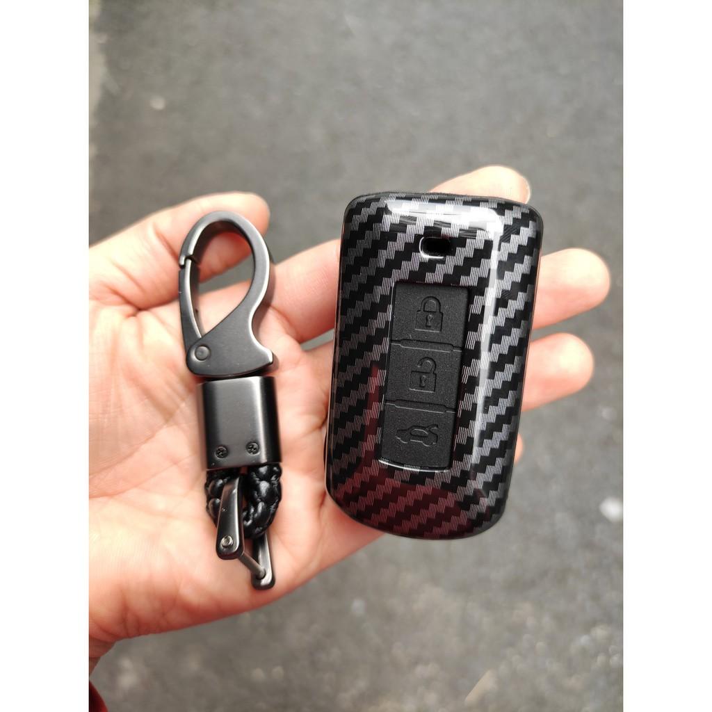 Bao da chìa khóa carbon dành cho xe Mitsu Xpander- kèm móc khóa.