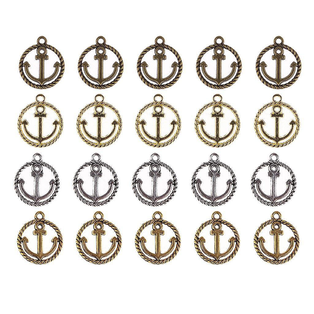 20 Pieces Alloy Hollow Anchor Pendants Charms Findings Jewelry Making Accessories