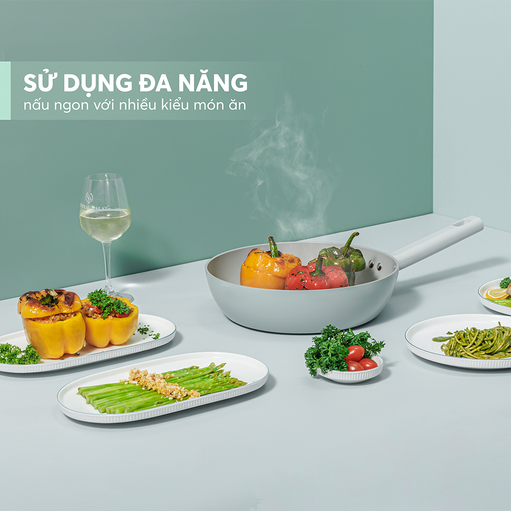 Chảo phủ sứ an toàn Elmich Verona EL-5968SK nhiều size, Hàng chính hãng, dùng được mọi bếp - JoyMall