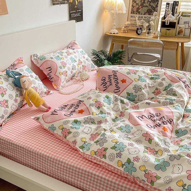Bộ Chăn Ga Gối Full Set Cotton Korea Bedding CÓ CHĂN BÔNG Mềm Mại Đủ Kích thước Hàng Nhập