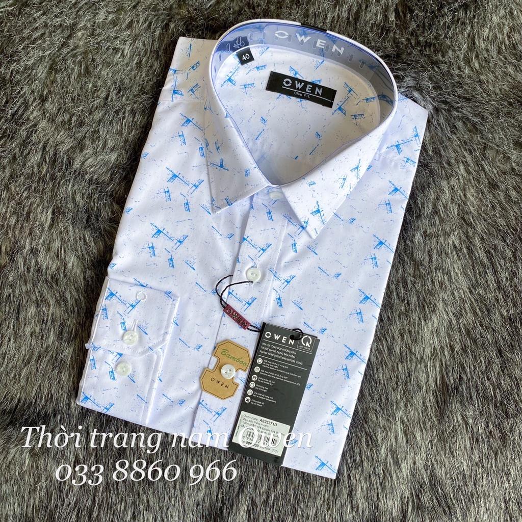 OWEN - Áo sơ mi dài tay Owen Slimfit chất sợi tre màu trắng in hình 23371