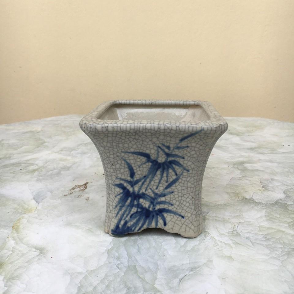 Chậu bonsai Vuông mini men Rạn gốm Bát tràng 1 size BM-84