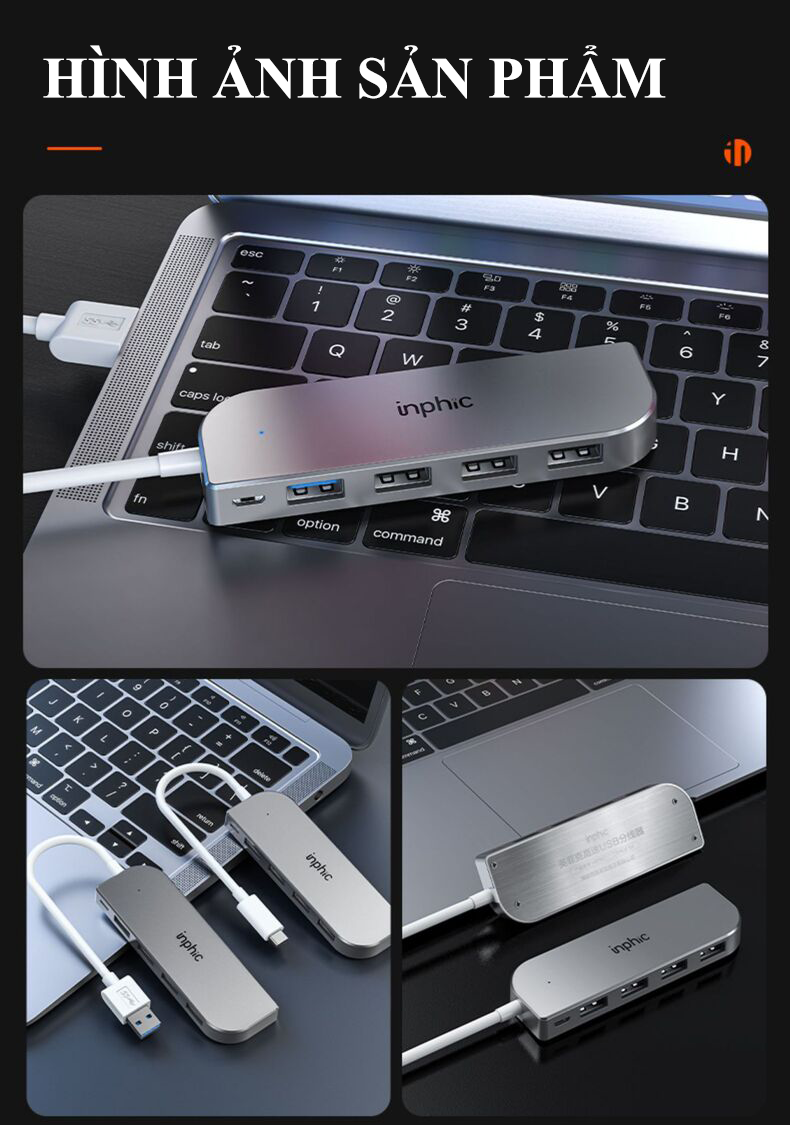 Cổng mở rộng Hub USB INPHIC H6PRO tốc độ cao với 4 cổng USB phù hợp với mọi loại máy tính, laptop, điện thoại - Hàng Chính Hãng