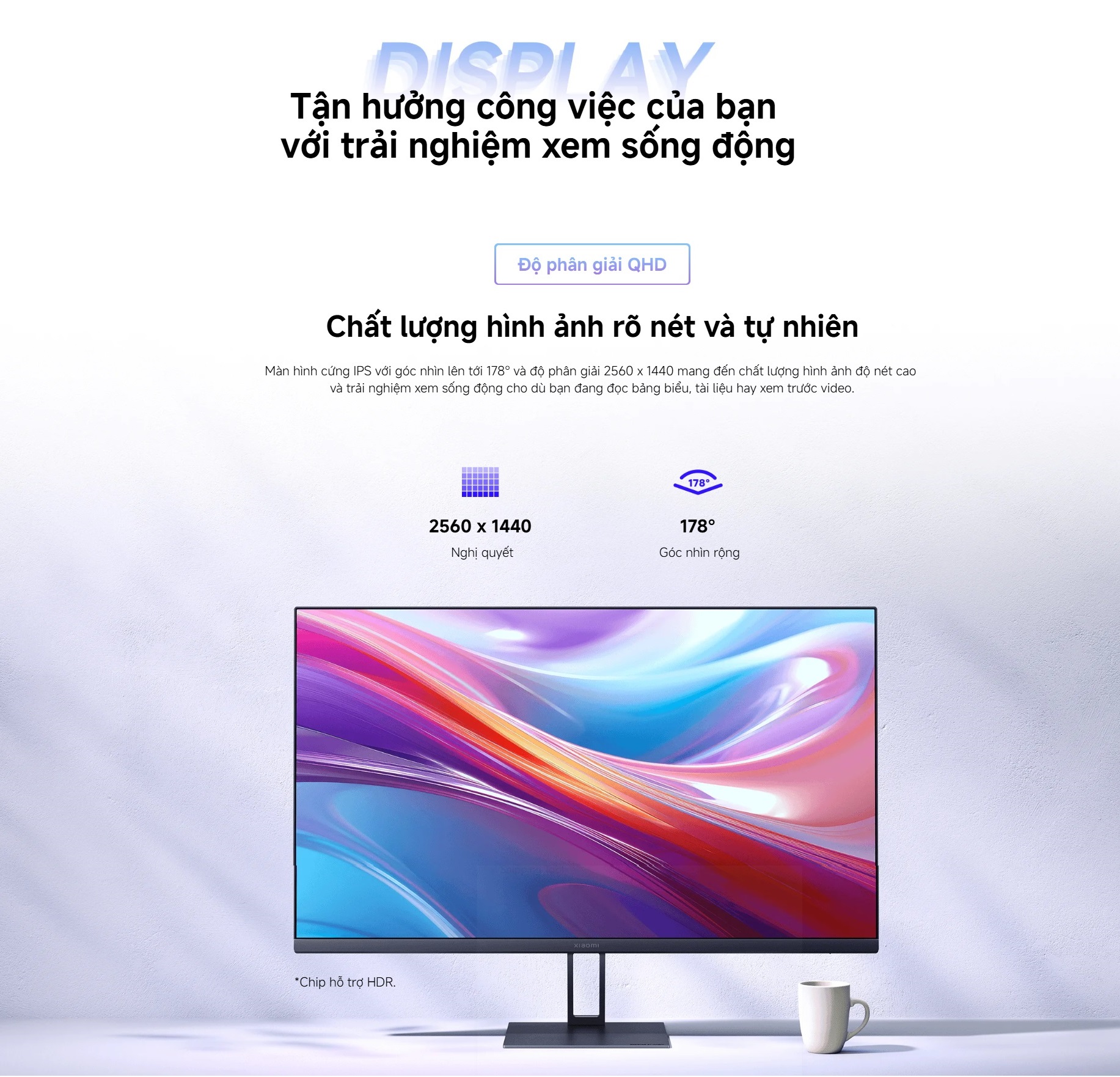 Màn Hình Máy Tính Xiaomi 2K Monitor A27Qi EU 27inch / LCD IPS / 100Hz / 2K / 6ms - Phiên Bản Quốc Tế, Bảo Hành 36 Tháng