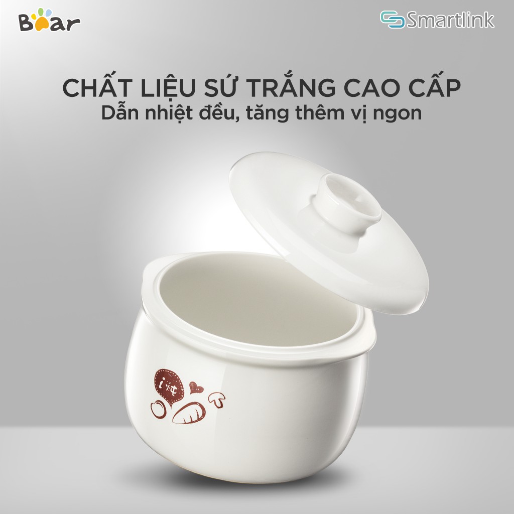 Nồi nấu cháo, ninh, hầm cách thủy Bear DDZ-A08G2 4in1 - Bảo hành 18 tháng - Hàng chính hãng