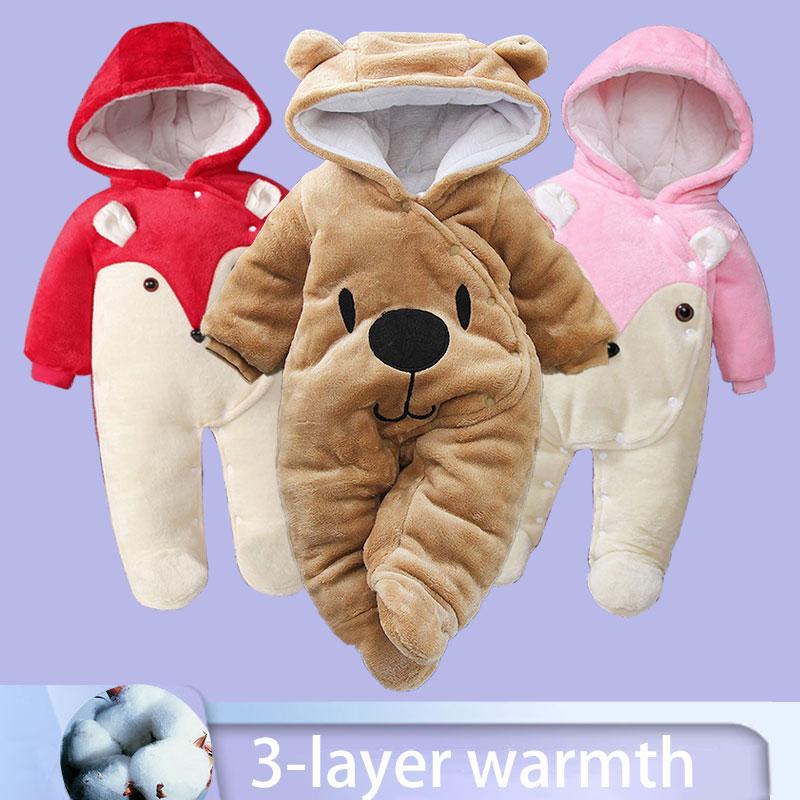 Quần Áo Bé Gái Hoạt Hình Jumpsuit Sơ Sinh Bé Trai Quần Áo Dày Áo Liền Quần Bé Gái Dễ Thương Cho Bé Sơ Sinh Mùa Đông Quần Áo