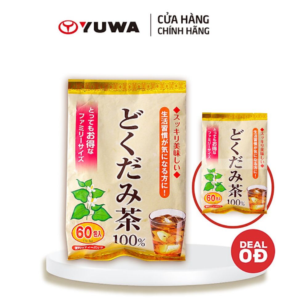 Trà Diếp Cá Yuwa 100% Lá Diếp Cá Giải Nhiệt Giải Độc,  Trừ Nắng Nóng Mùa Hè Yuwa Dokudami Tea 100% Gói 60 gói