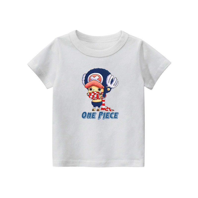 Áo thun bé gái bé trai mẫu dễ thương One Piece vải cotton - Áo phông cho bé dáng cộc tay cổ tròn Gokis shop OPD18