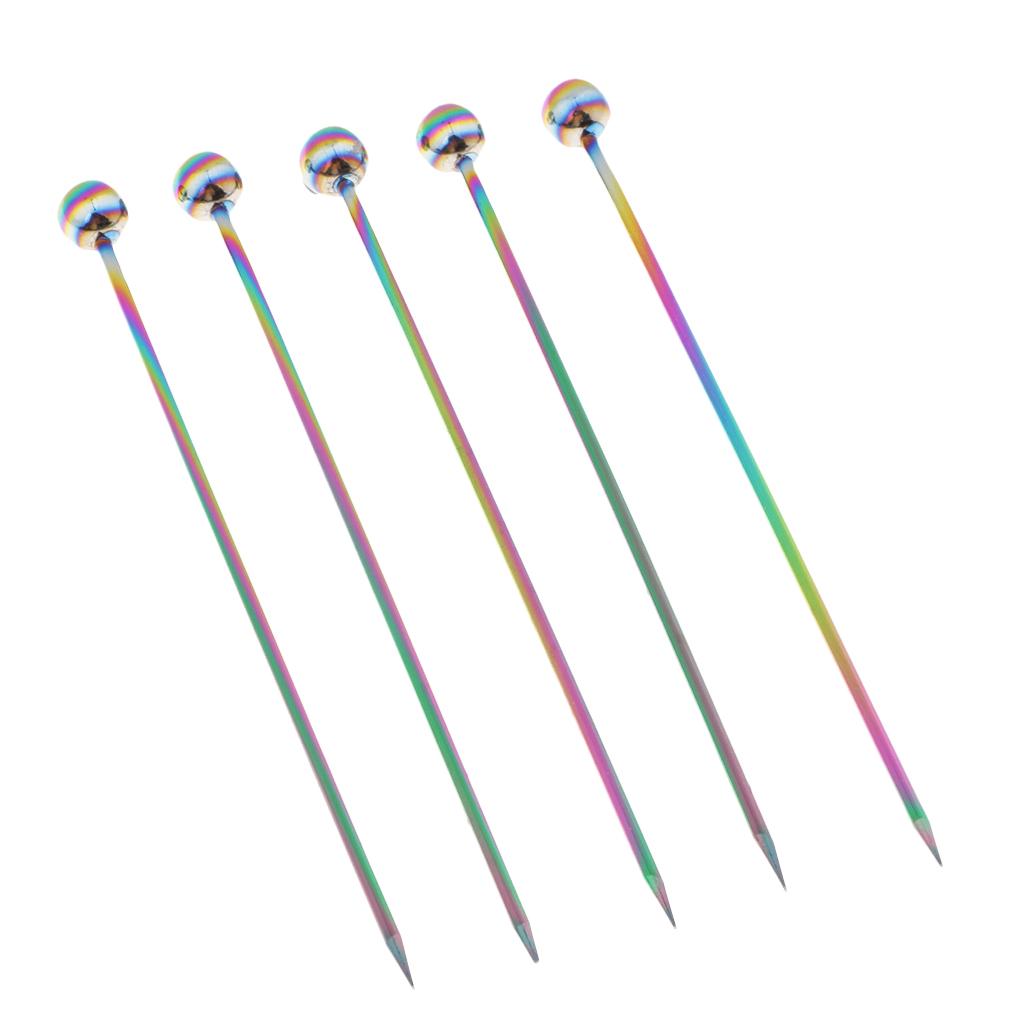 5Pcs/set Stainless Steel Cocktail Picks Cocktail Fruit Sticks Bar Tools for Bar Dringks Home Party Decor