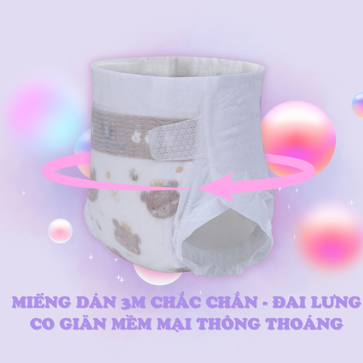 [COMBO MUA 3 TẶNG 1 ]Tã dán / Bỉm dán cho bé sơ sinh thương hiệu Miracle Baby , chất liệu protein tơ tằm mềm mịn cho làn da của bé  có 5 kích thước S30/M26/L24/XL22/XXL20