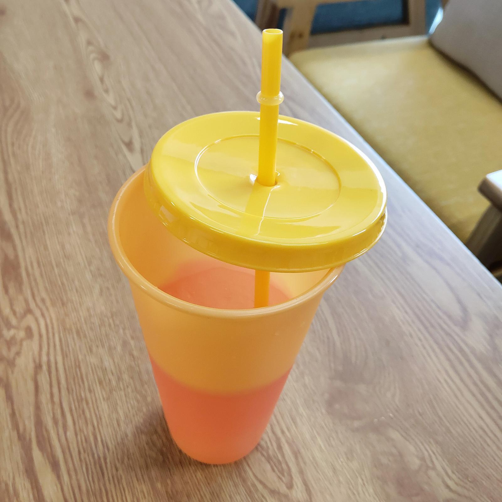 Color Changing Cups with Lids and Straws for Adults - 5 Reusable Tumblers with Lids and Straws in Bright Colors, Plastic Iced Coffee Cup