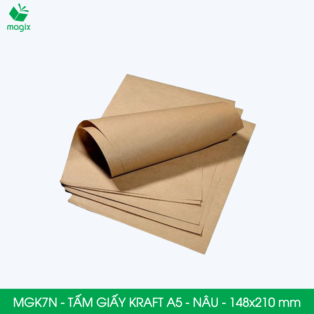 MGK7N - A5 - 70 gsm - 100 tờ giấy kraft nâu - Dùng gói hàng, bọc quà, làm nháp, chèn lót chống sốc