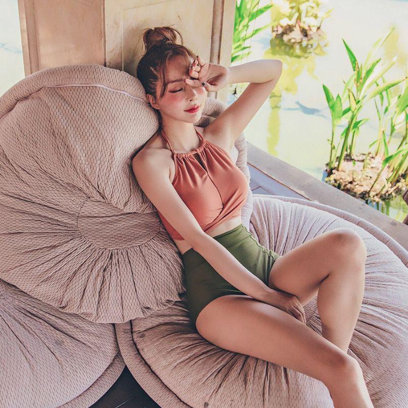 Nemo Bikini - Đồ bơi nữ, áo tắm, đồ bơi 2 mảnh tôn dáng áo yếm cam quần xanh