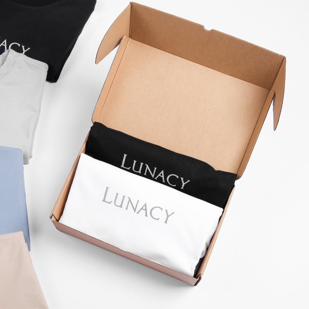 Áo thun tay lỡ LUNACY in phản quang phông Unisex nam nữ Cotton oversize form rộng LUNACY