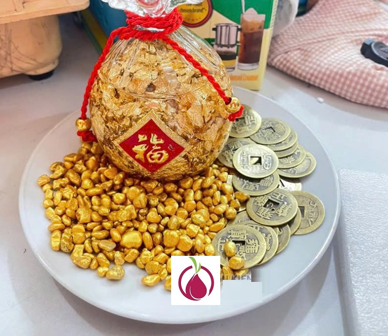 Gạo Vàng Thần Tài - Vật Phẩm Phong Thủy Chiêu Tài Lộc Trên Ban Thờ Thần Tài - Mang May Mắn Cho Ngày Vía Thần Tài Golden Rice