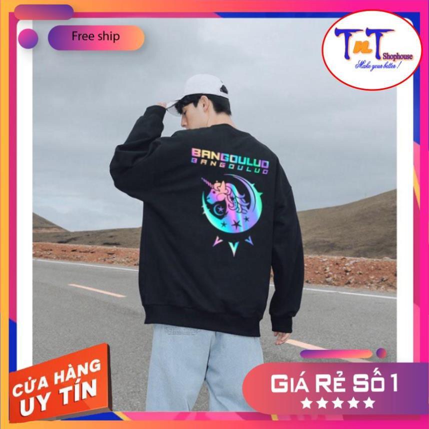 AS88 Áo Sweater Unisex ️/Áo nỉ Ulzzang phản quang unisex dài tay nam nữ - Kỳ Lân Bango