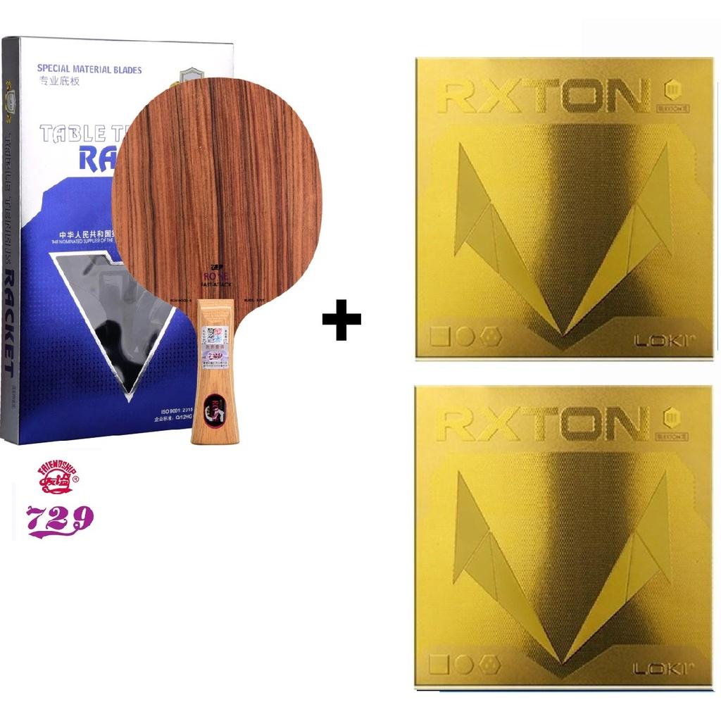 Combo vợt bóng bàn gồm cốt vợt 729 ROSE 5 và hai mặt vợt LOKI RXTON 3