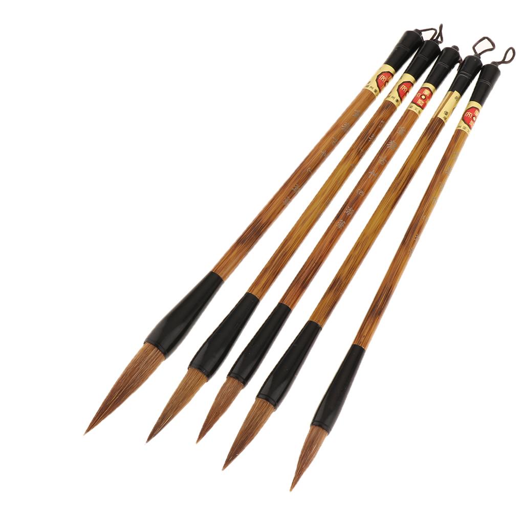 Bộ 5 Chiếc Các Loại Kích Cỡ Chữ Thư Pháp Trung Quốc Bút Viết Tranh Nghệ Thuật Thủ Công Lông Sói Cho Thư Pháp Ngư