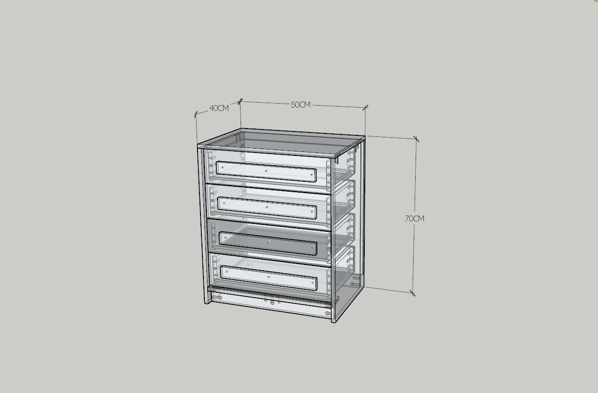 HAPPY FURNITURE , Tủ lưu trữ 4 ngăn kéo - RUBEL, THK_255 , 60cm x 40cm x 70cm DxRxC