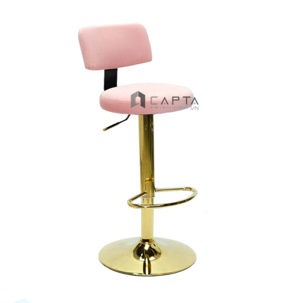 Ghế bar có lưng tựa nệm vải nhung chân mạ màu vàng gold CB2268B-F Nội thất Capta