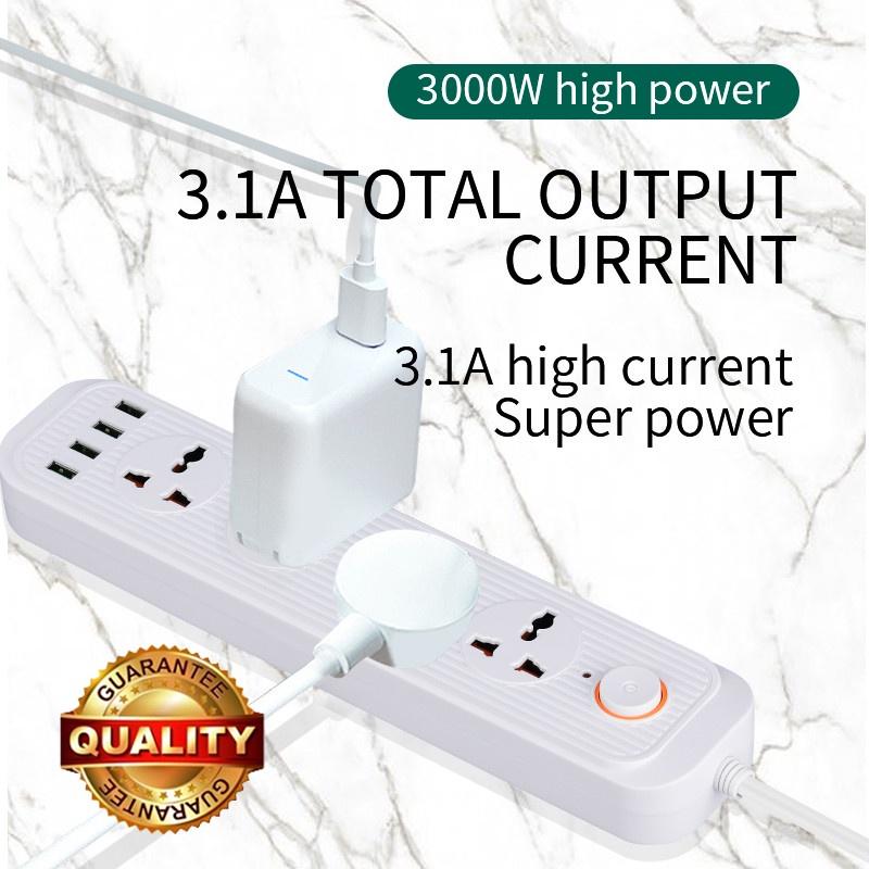 Ổ cắm điện thông minh 4 USB sạc nhanh, 4 chấu cắm điện chống giật, An toàn tiêu chuẩn EU